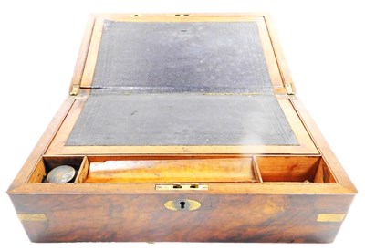 Lot 254 - A Victorian walnut writing box, brass bound...