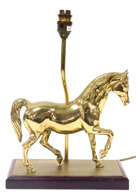 Lot 296 - A brass table lamp modelled with a horse,...