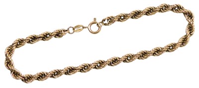 Lot 599 - A 9ct gold rope twist bracelet, on a bolt ring...