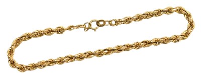 Lot 600 - A 9ct gold rope twist bracelet, on a bolt ring...