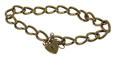 Lot 117 - A 9ct gold open link bracelet, with a heart...