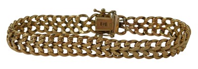 Lot 121 - A 9ct gold flat Cuban link bracelet, with open...