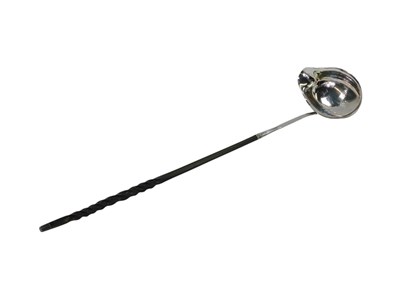 Lot 44 - A George III silver toddy ladle, with lip, and...