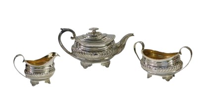 Lot 46 - A George III silver three-piece tea service,...