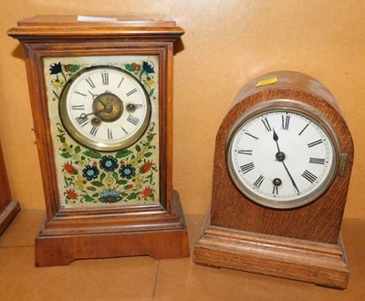 Lot 2006 - An early 20thC oak cased mantel clock, with...