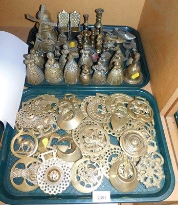 Lot 2051 - Brassware, to include horse brasses, bells...