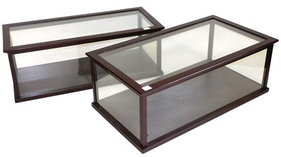 Lot 727 - A pair of mahogany glazed cabinets, 40cm high,...