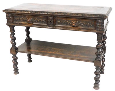 Lot 738 - A Victorian dark stained oak buffet, the...