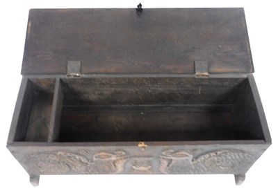 Lot 739 - A small oak coffer, the rectangular top with...