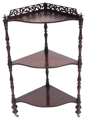 Lot 762 - A Victorian mahogany three tier corner whatnot,...