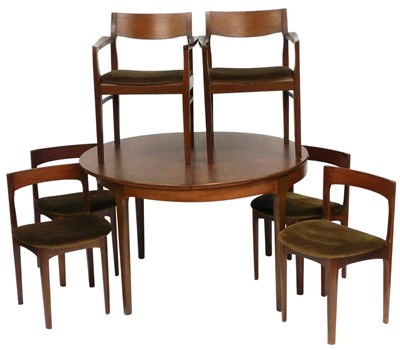 Lot 763 - A 1960s/70s teak extending dining table, the...