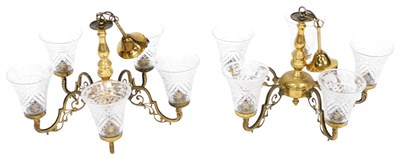 Lot 768 - A pair of Edwardian style lacquered brass five...