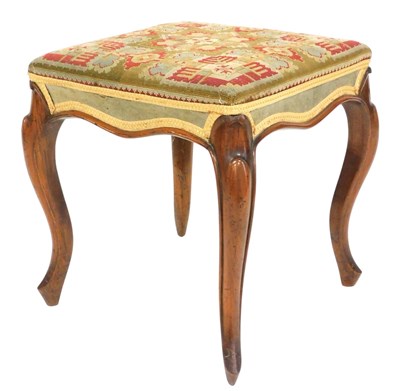 Lot 774 - A Victorian walnut stool, the square top with...