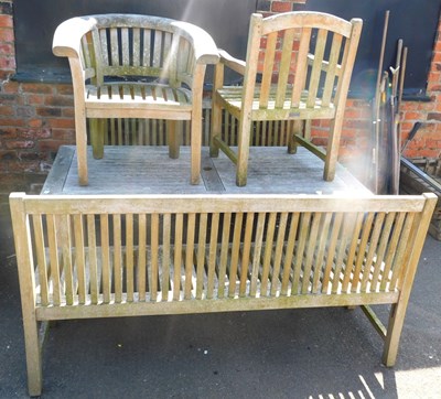 Lot 800 - A Lindsey Plantation teak rectangular slatted...