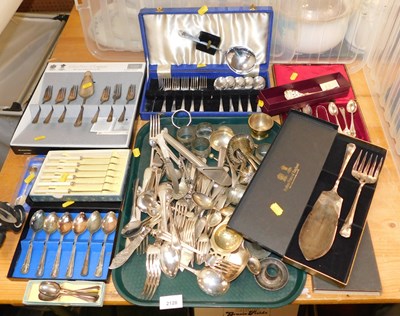 Lot 2128 - Cased and loose flatware, to include Arthur...
