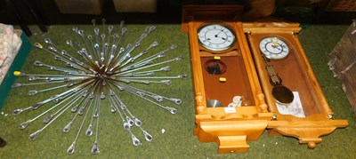 Lot 2159 - Two wall clocks, one with a quartz movement...
