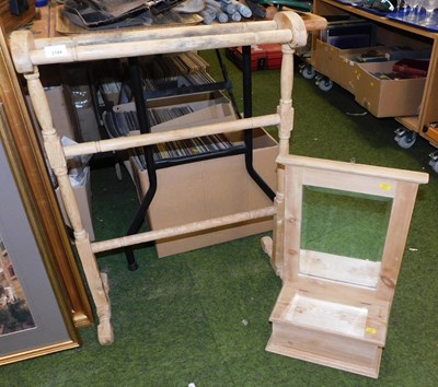 Lot 2184 - A pine towel rail, together with a pine toilet...