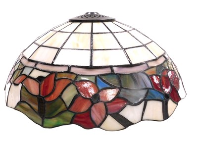 Lot 399 - A Tiffany style glass ceiling light, decorated...