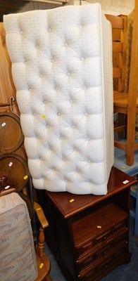 Lot 1057 - An upholstered ottoman, together with a side...