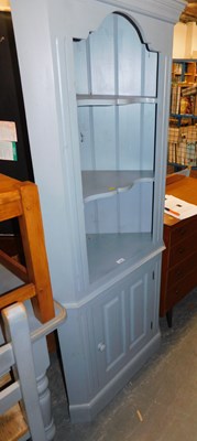 Lot 1063 - A painted pine corner display cabinet, the top...