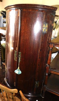 Lot 1105 - A 19thC oak bow fronted hanging display...