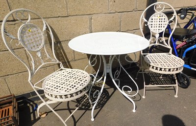Lot 1115 - A pair of painted metal garden chairs,...