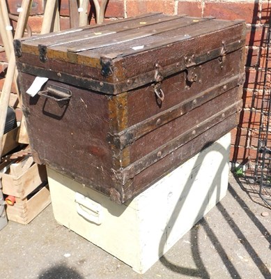 Lot 1181 - A painted wooden trunk, and another.