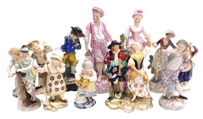 Lot 524 - Assorted 19thC continental porcelain figures,...