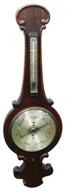 Lot 635 - An early 19thC rosewood cased wheel barometer,...