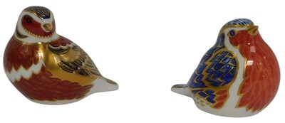 Lot 211 - Two Royal Crown Derby porcelain bird...