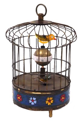 Lot 681 - A late 20thC Chinese automaton birdcage clock,...
