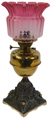 Lot 239 - A Victorian oil lamp, with a frosted and...