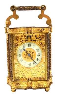 Lot 682 - A late 19thC brass cased carriage clock,...