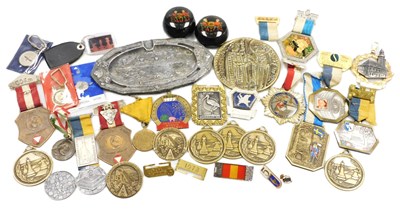 Lot 688 - A metal commemorative dish, embossed with the...