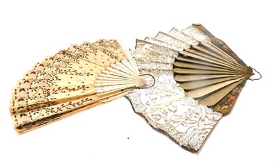 Lot 858 - A 19thC Continental paper fan, printed with a...