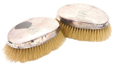 Lot 860 - A pair of Edward VII silver backed hairbrushes,...