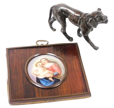 Lot 691 - A late 19thC continental porcelain plaque,...