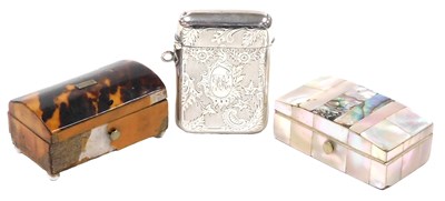 Lot 692 - A 19thC mother-of-pearl bound miniature casket,...
