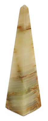 Lot 693 - A 19thC onyx obelisk, 22cm high.