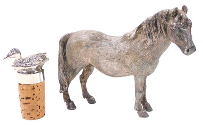 Lot 867 - A silver plated figure of a Dartmoor pony,...