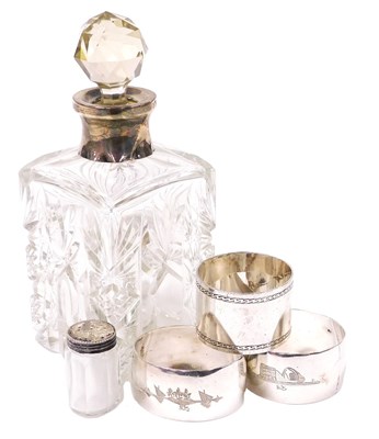 Lot 872 - A George V cut glass perfume bottle, with...