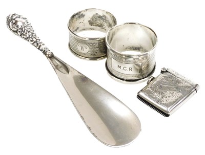 Lot 873 - A George V silver vesta case, with engraved...