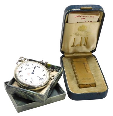Lot 878 - A Dunhill gold plated pocket lighter, with...