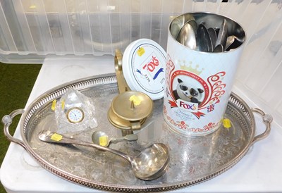 Lot 2239 - A silver plated twin handled galleries tray,...