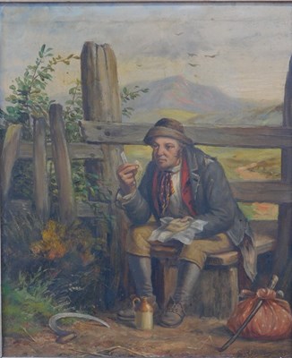 Lot 328 - S Dawson (19thC School). Farm worker eating in...