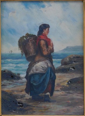 Lot 329 - 19thC School. Figure of a fisherwoman on the...
