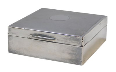 Lot 50 - An early 20thC silver cigarette box, of square...