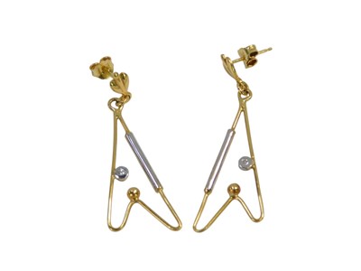 Lot 146 - A pair of 18ct yellow and white gold diamond...