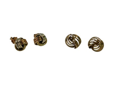 Lot 143 - A pair of 9ct gold knot stud...