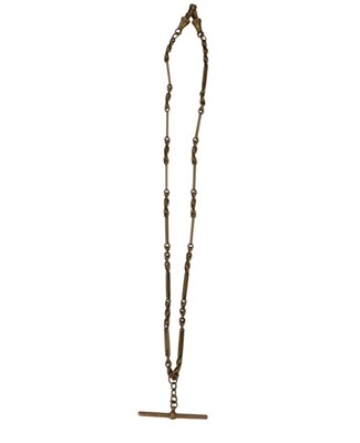 Lot 339 - A 9ct rose gold Albert chain, with T-bar and...